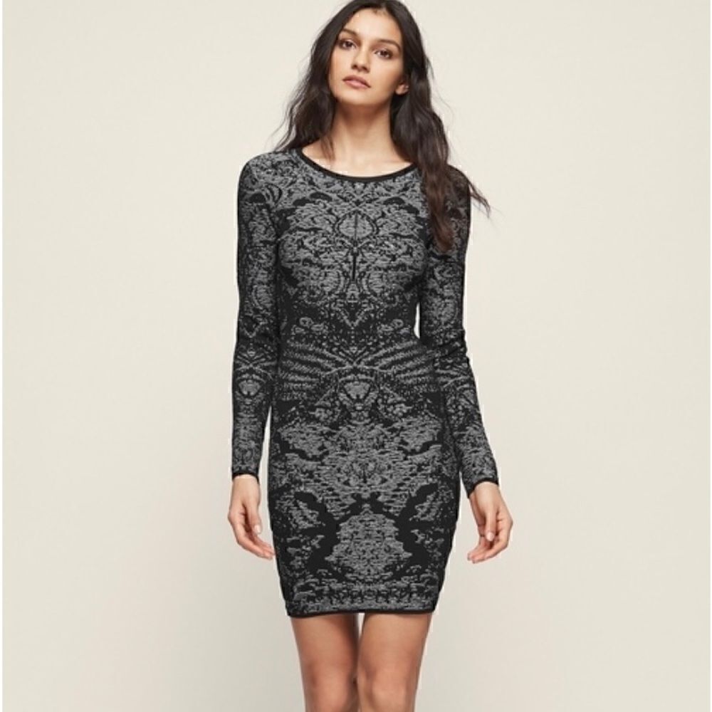 Reiss Black and Gray Bodycon dress size 8 EUC